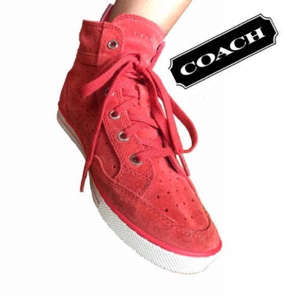 Coach Shoes - Rare Coach Poppy Red Leather Sneaker Size 7.5